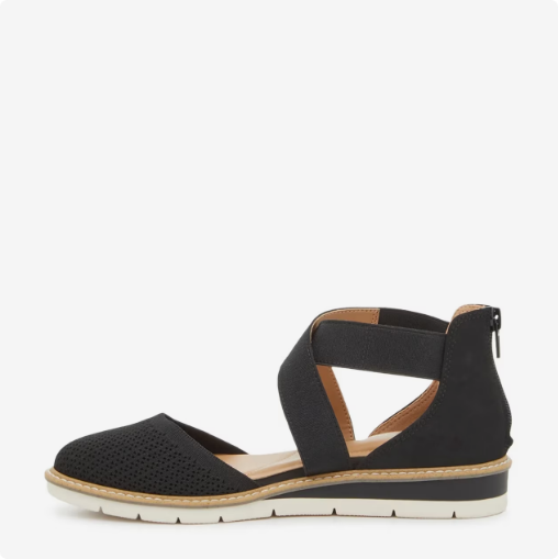 Women\'s Kelly & Katie Women\'s Laurna Closed Toe Wedge Sandal - Black Wide