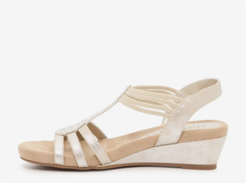 Women\'s Kelly & Katie Valka Wedge Wide Width Sandal - Champagne Wide