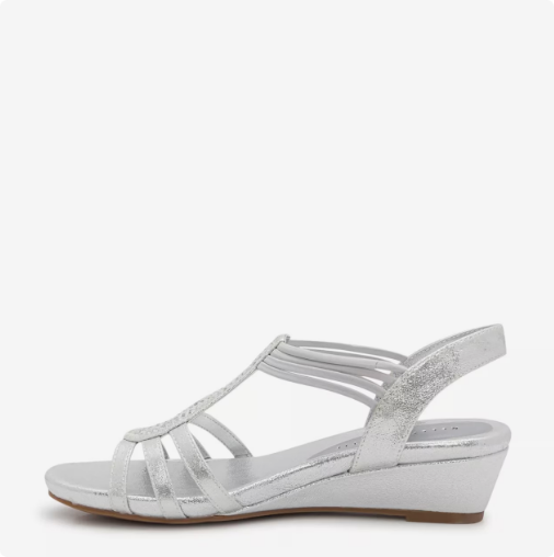 Women\'s Kelly & Katie Valka Wedge Wide Width Sandal - Silver